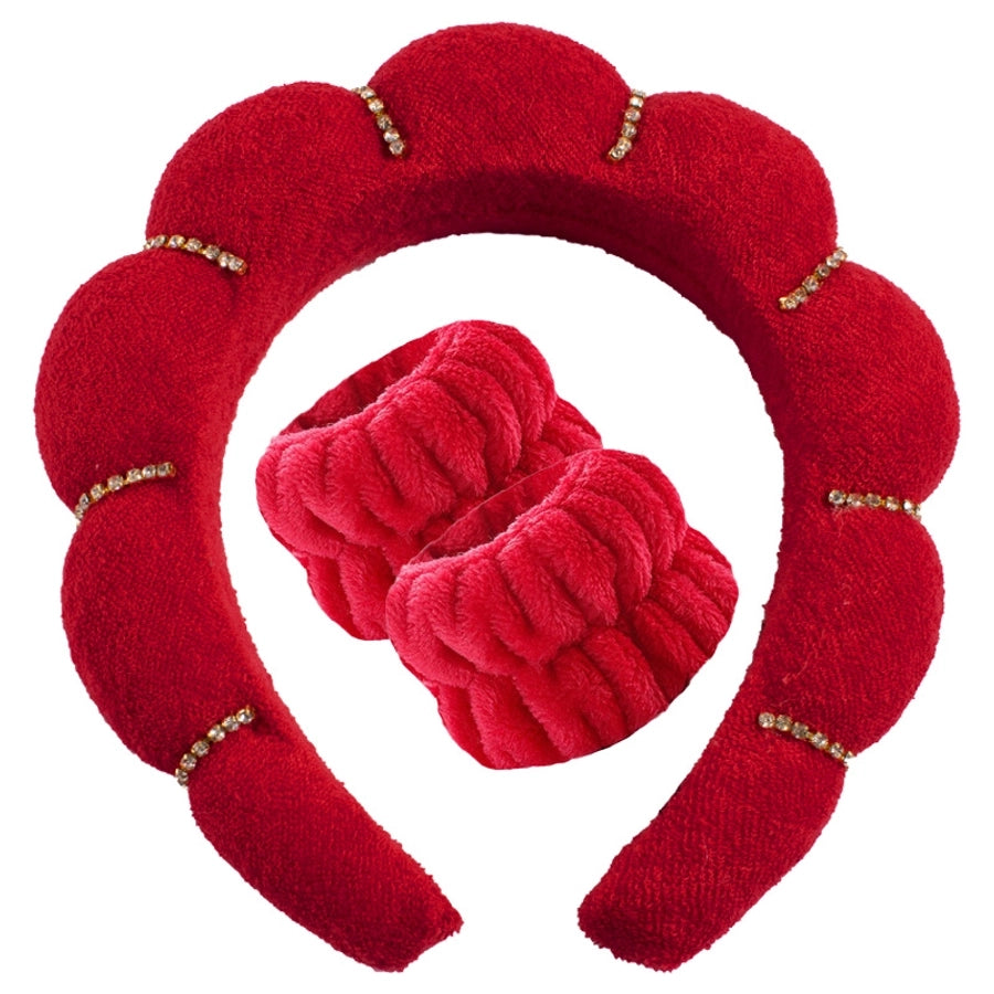 simple style color block towel velvet hair band