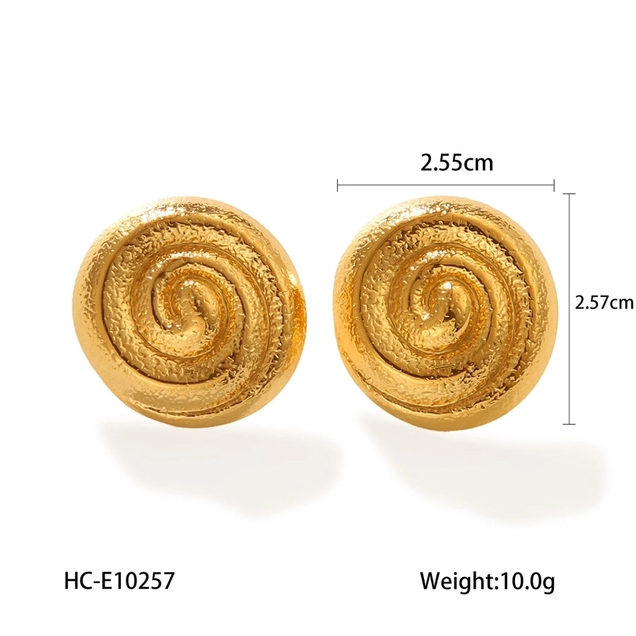 1 Pair IG Style Classic Style Thread 304 Stainless Steel Titanium Steel 18K Gold Plated Ear Studs