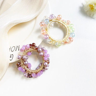 Women's Cute Preppy Style Sweet Crystal Plastic Beaded Artificial Crystal Pearl Hair Tie