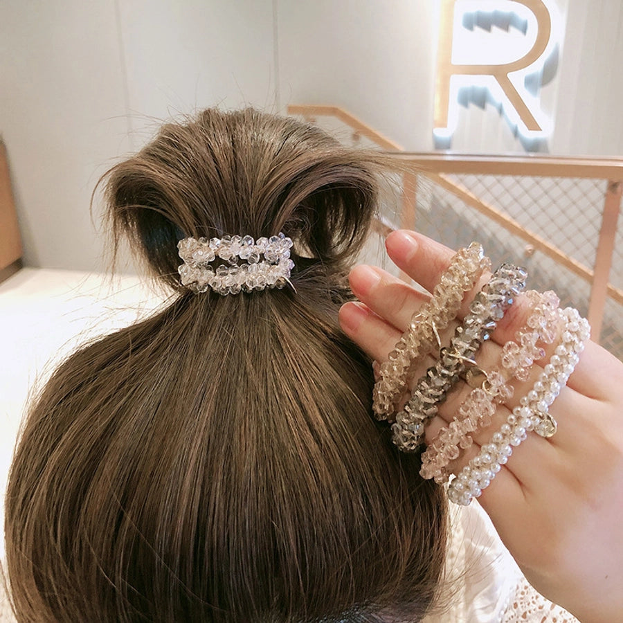 Women's Simple Style Solid Color Artificial Crystal Inlay Zircon Hair Tie