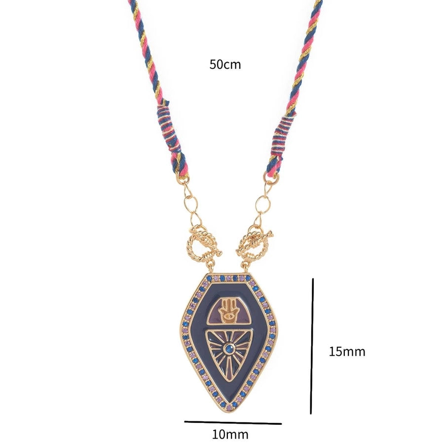 Copper Gold Plated Painted Tarot Pendant Necklace