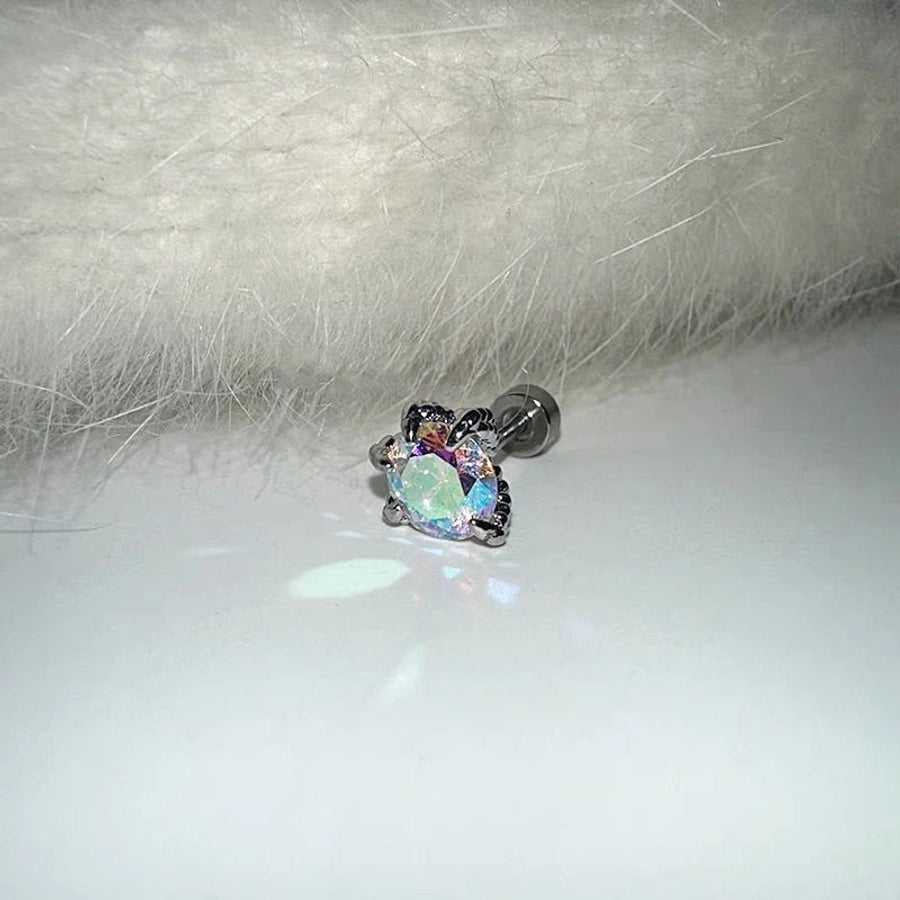 1 Piece Simple Style Geometric Titanium Steel Zircon Ear Studs