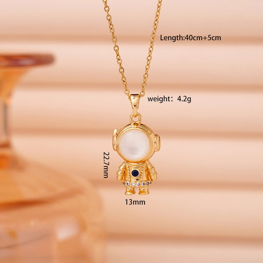 Jewelry Cute IG Style Astronaut Starry Sky 304 Stainless Steel Copper Necklace