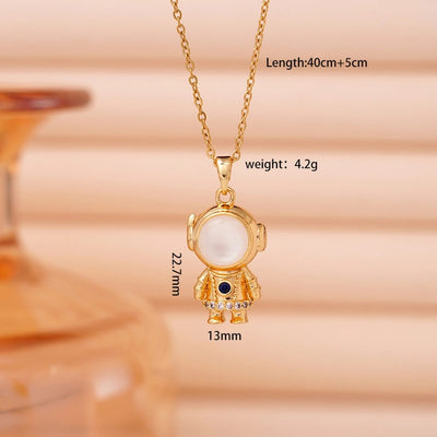 Jewelry Cute IG Style Astronaut Starry Sky 304 Stainless Steel Copper Necklace