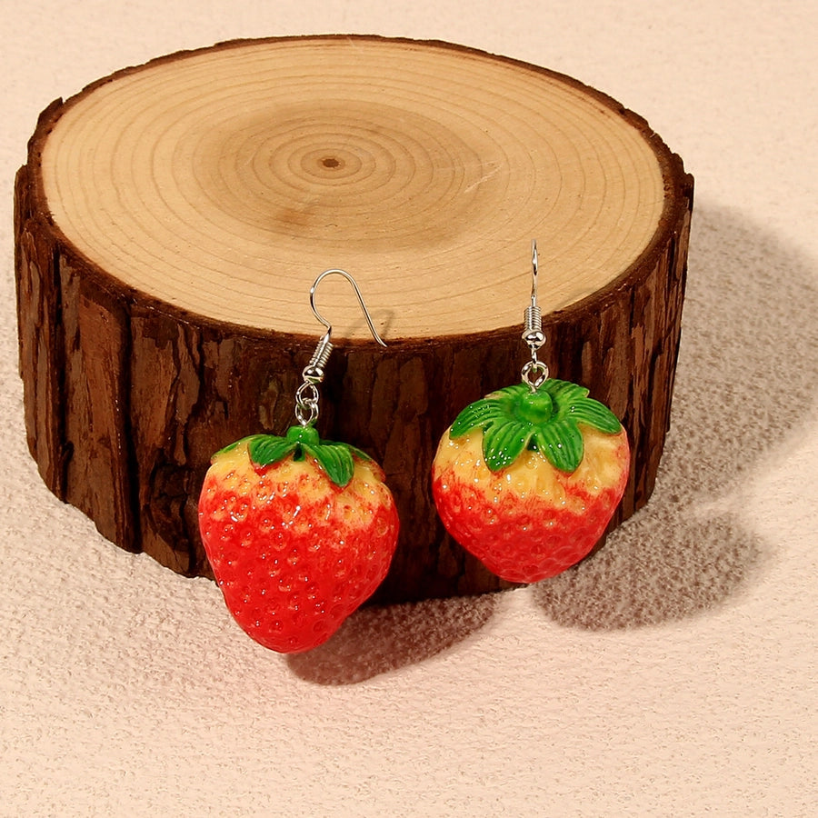 W665 Limeng Jewelry Source   Fashion New Strawberry Pendant Earrings Cute Fruit Earrings