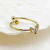 Jewelry Casual Sweet Simple Style Geometric Leaves Flower 304 Stainless Steel Zircon 14K Gold Plated Inlay Open Rings