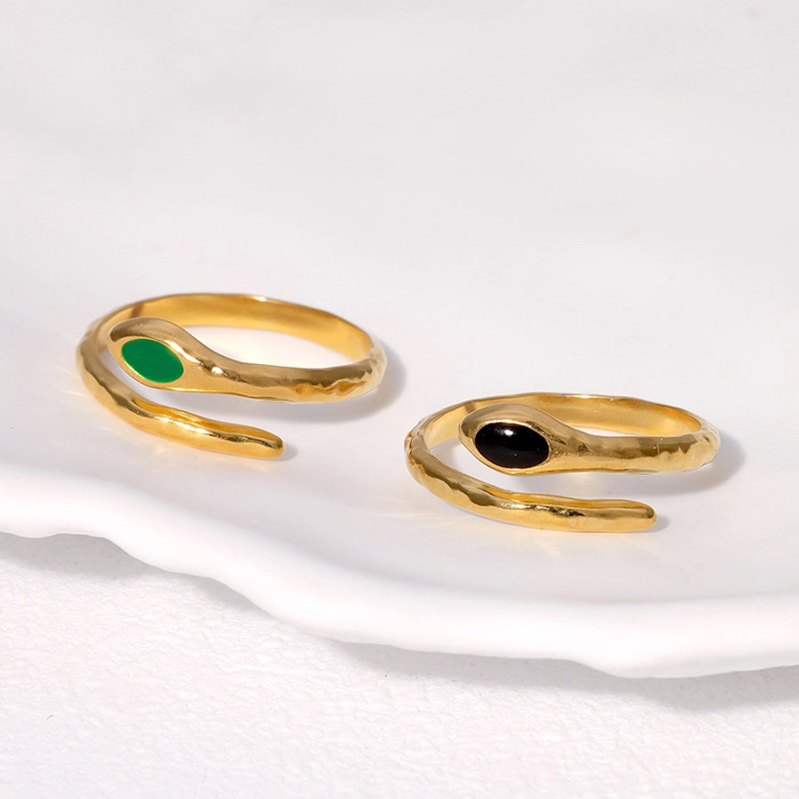 Jewelry Modern Style Simple Style Cool Style Snake 304 Stainless Steel 18K Gold Plated Enamel Stainless Steel Rings
