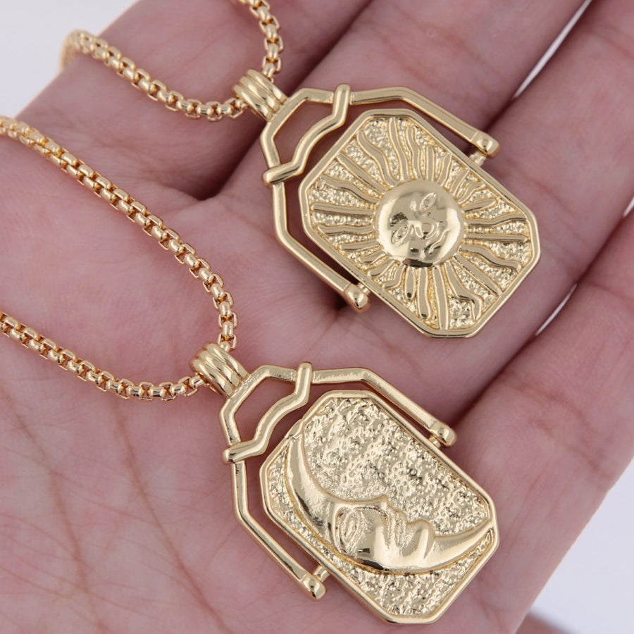 Classic Style Sun Copper 18K Gold Plated Unisex Pendant Necklace