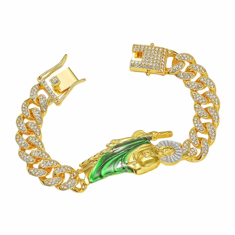 Hip-Hop Human Rhinestones Zinc alloy Cuban Link Chain Curb Chain Chain & Link Bracelets