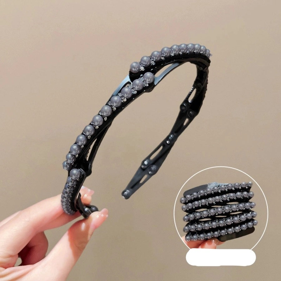 Women's Sweet Shiny Flower Arylic Inlay Rhinestones Pearl Hair Band