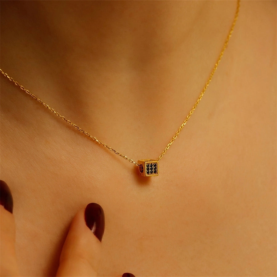 Jewelry Simple Style Geometric Square Titanium Steel Pendant Necklace