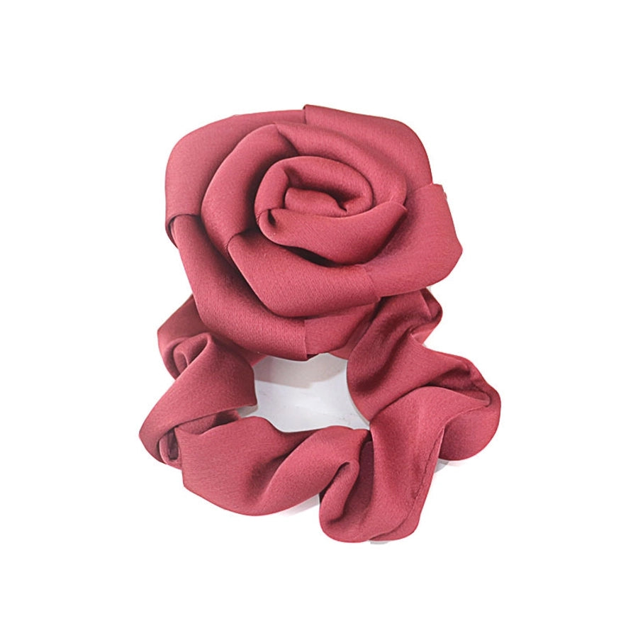 fashion rose solid color cloth hair tie