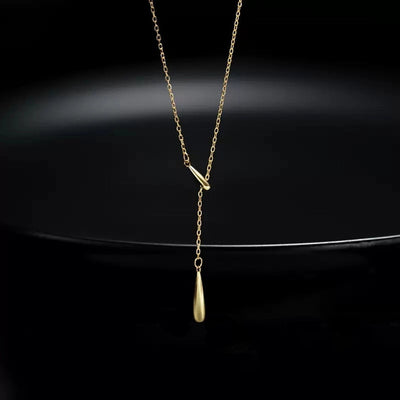 201 Stainless Steel Copper Water Droplets Pendant Necklace