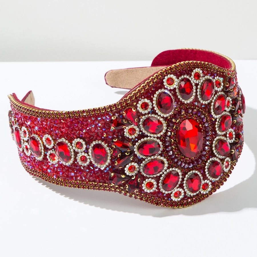 Women's Elegant Vintage Style Luxurious Round Alloy Cloth Glass Inlay Glass Hair Band