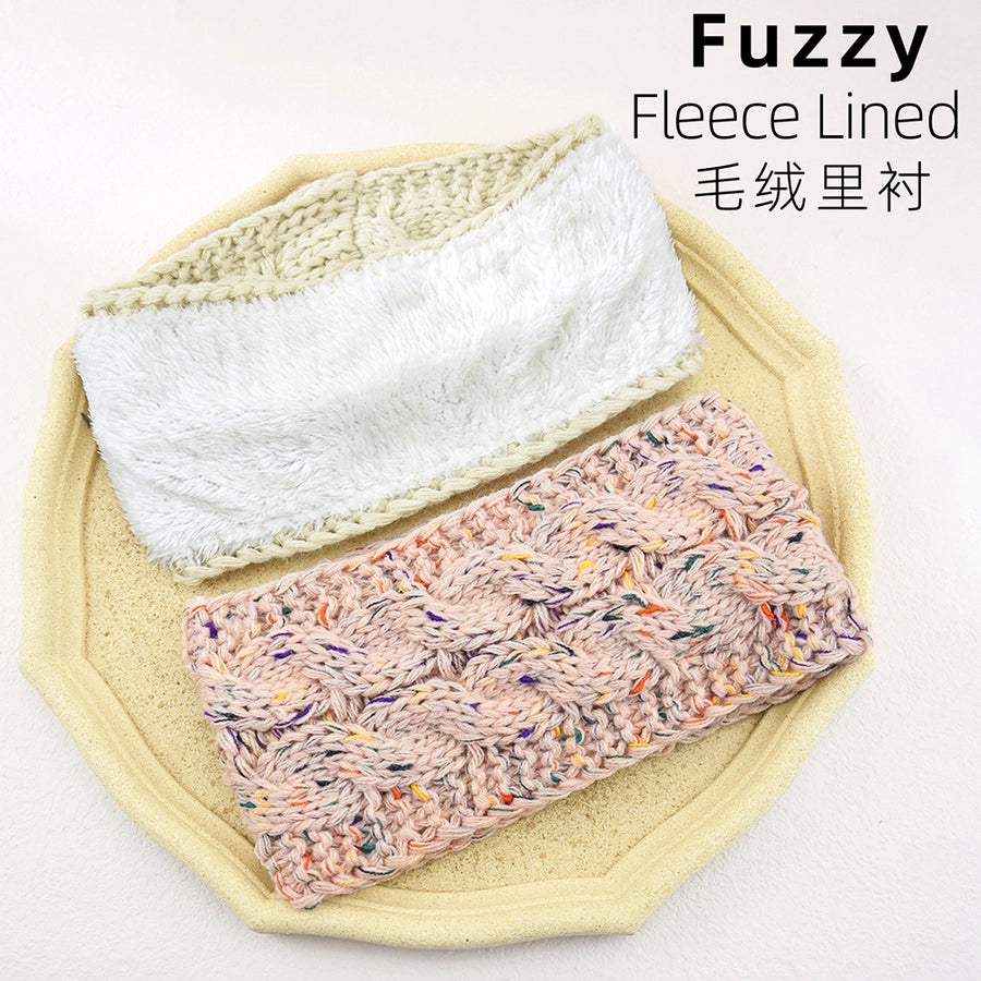 plus velvet knitted hair band wool color dot yarn headband variegated warm hair accessories autumn and winter twist ear protection headband