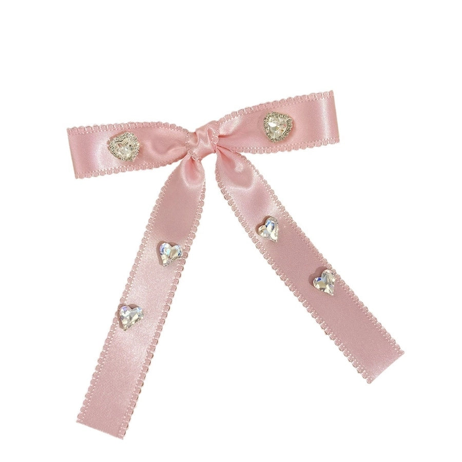 Women's Sweet Bow Knot Ribbon Inlay Rhinestones Hair Clip
