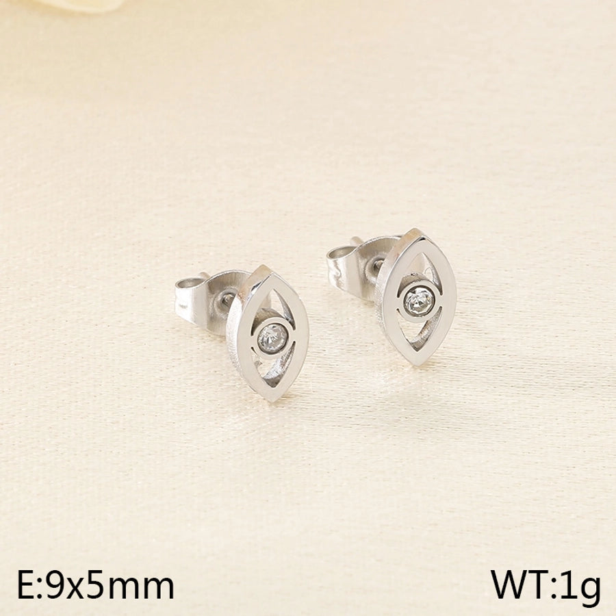 1 Pair Vintage Style Water Droplets Hollow Out Inlay 304 Stainless Steel Zircon 18K Gold Plated Ear Studs