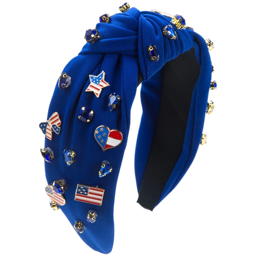 Women's Casual Vintage Style Pentagram National Flag Alloy Cloth Inlay Rhinestones Hair Band