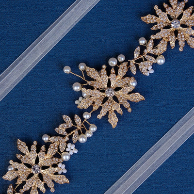 retro flower alloy pearl inlay rhinestones hair band