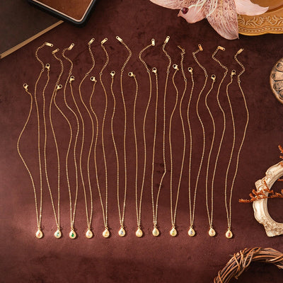 Jewelry Casual Simple Style Water Droplets 201 Stainless Steel 304 Stainless Steel Zircon 18K Gold Plated Pendant Necklace