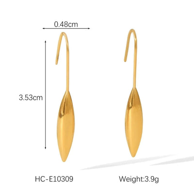 1 Pair IG Style Geometric Water Droplets Solid Color Plating 304 Stainless Steel 18K Gold Plated Drop Earrings