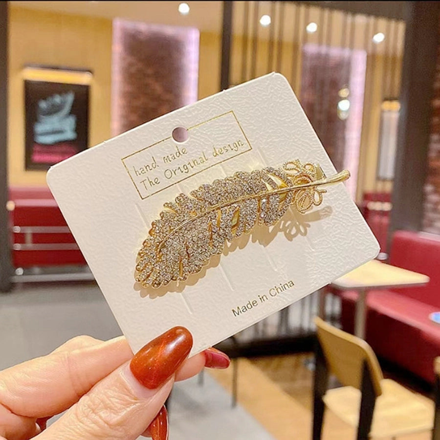 Women's Casual Simple Style Feather Alloy Inlay Rhinestones Hair Clip