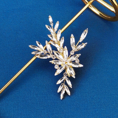 sweet simple style leaf alloy inlay rhinestones hair clip