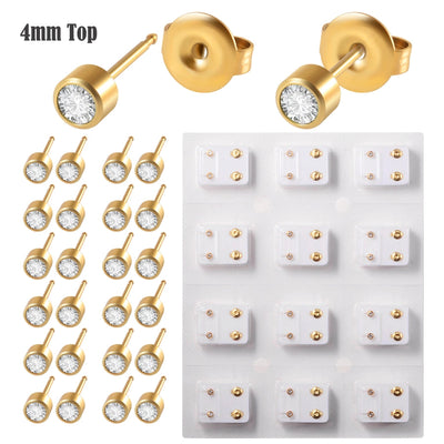 1 Piece Casual Classic Style Solid Color Plating 304 Stainless Steel Zircon 24K Gold Plated Stainless Steel Earrings