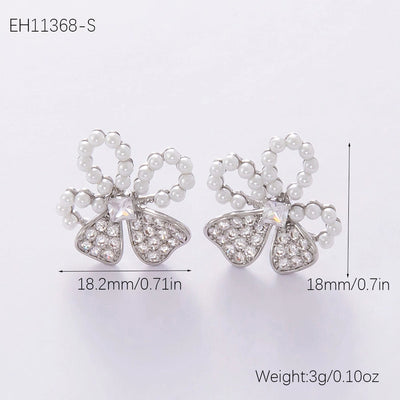 1 Pair Elegant Streetwear Bow Knot Plating Copper Zircon Drop Earrings Ear Studs