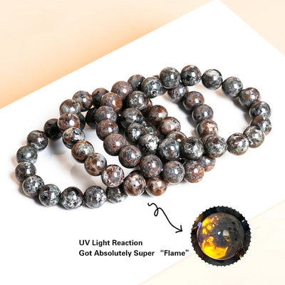 6/8/10mm Flame Stone Bracelet European and American Ins Punk Natural Flame Stone Beaded Bracelet Men and Women Jewelry