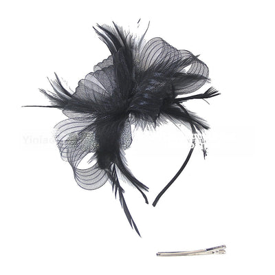wave elastic net handmade bow feather hair accessories performance banquet accessories