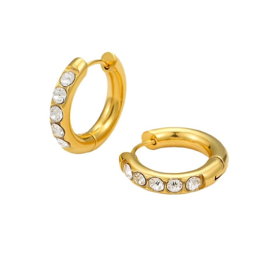 1 Pair Retro Round Plating 304 Stainless Steel Zircon Earrings