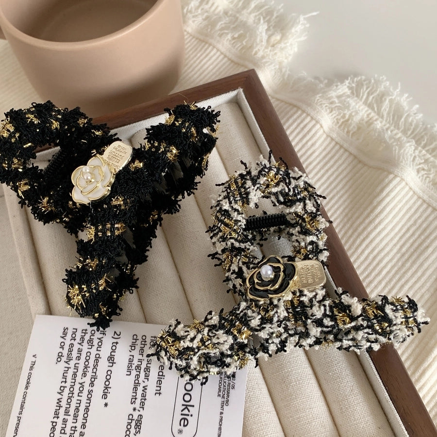 women's princess cute sweet flower plastic cloth inlaid pearls hair claws