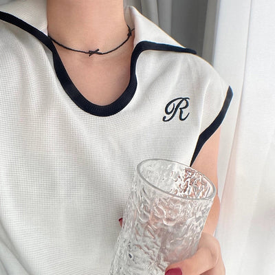 Jewelry Cute Bow Knot 304 Stainless Steel Cloth Glass Beaded Handmade Necklace