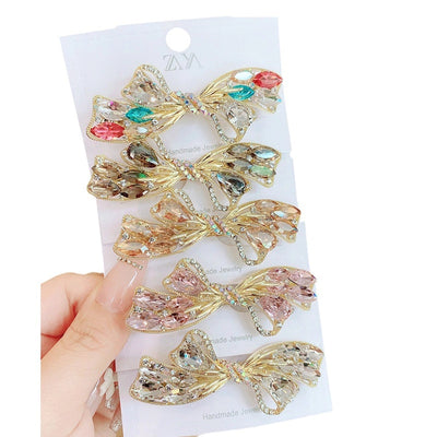 sweet bow knot artificial crystal hair clip
