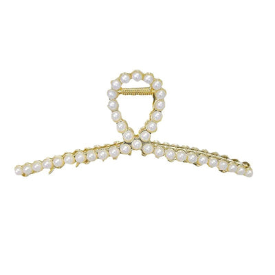 Women's Simple Style Solid Color Metal Plating Inlay Rhinestones Pearl Hair Claws