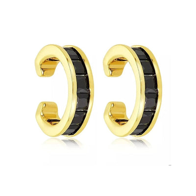 1 Pair Casual Simple Style Geometric Copper Zircon 24K Gold Plated Ear Cuffs