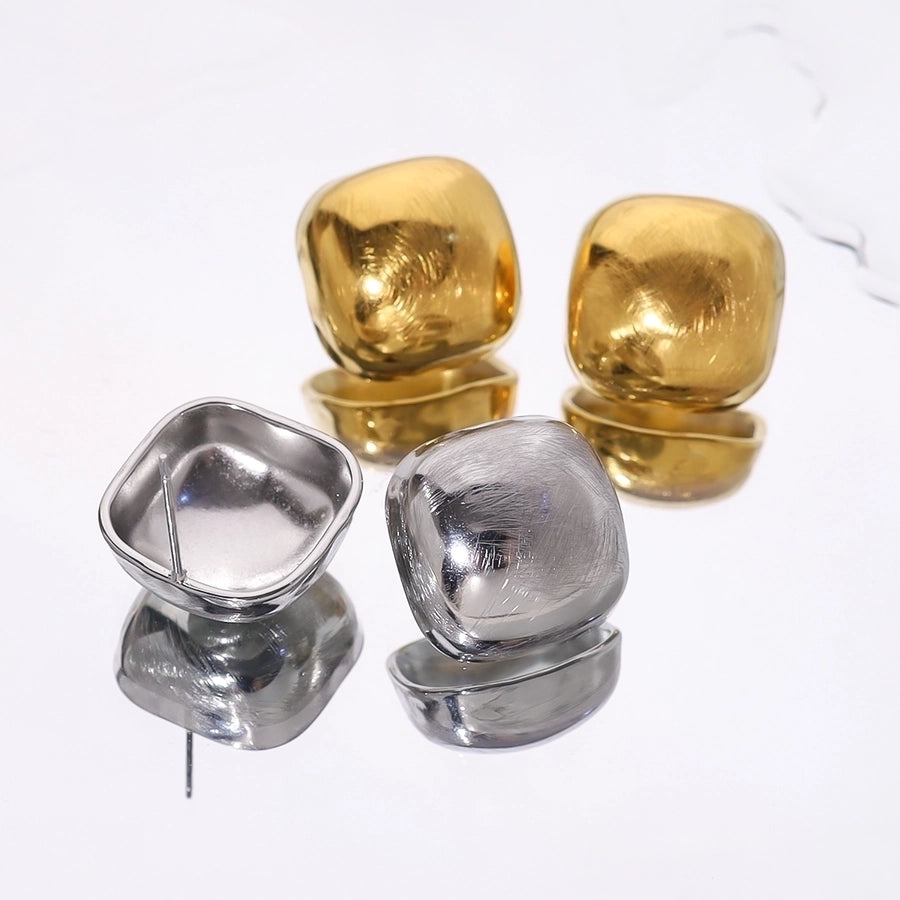 1 Pair French Style Simple Style Classic Style Geometric Polishing Plating 304 Stainless Steel 18K Gold Plated Ear Studs