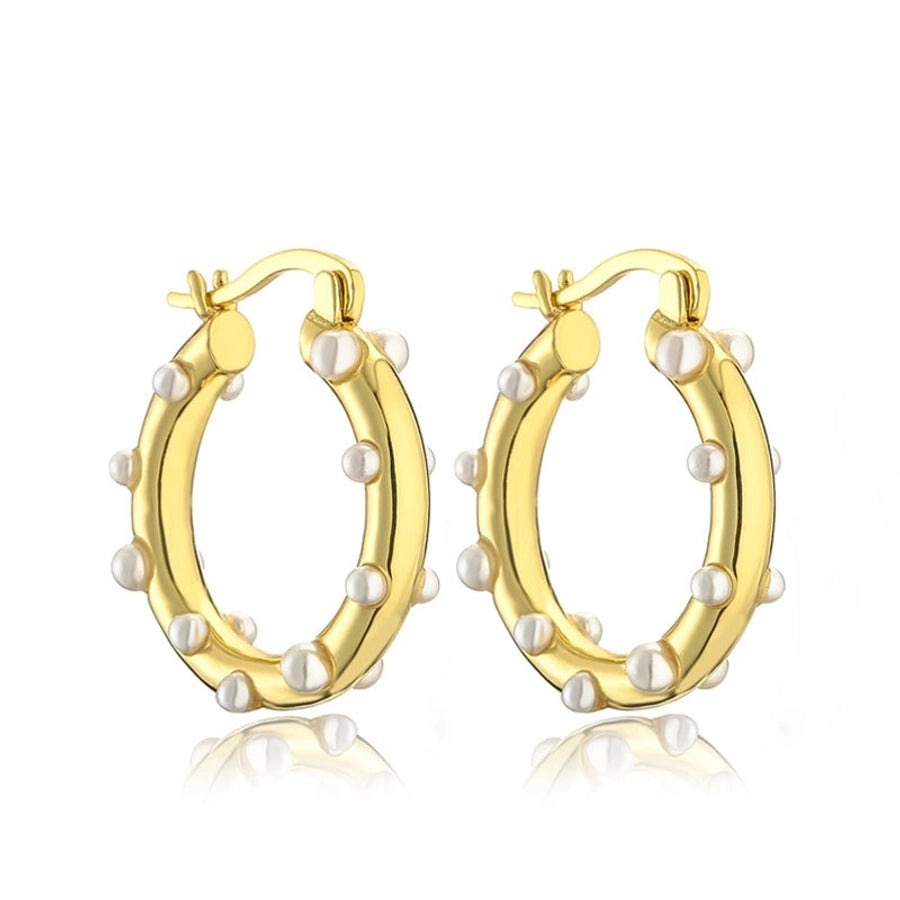 1 Pair Simple Style Geometric Imitation Pearl Copper Earrings