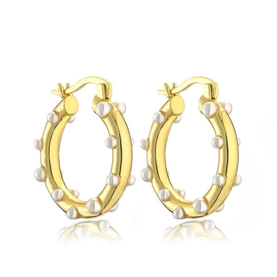 1 Pair Simple Style Geometric Imitation Pearl Copper Earrings