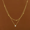 Jewelry Simple Style Round 304 Stainless Steel Zircon 18K Gold Plated Inlay Double Layer Necklaces