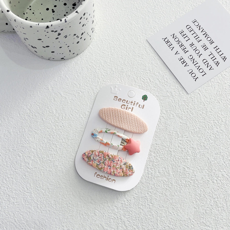 Korean Style Fabric Plaid Baby Girl's Baby Clip Girl's Sweet Suit Side Bangs Clip Children's Star Floral Hair Clip