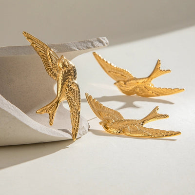 1 Piece 1 Pair Classic Style Swallow 304 Stainless Steel Ear Studs