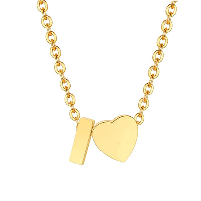Jewelry Simple Style Commute Letter Heart Shape 201 Stainless Steel Plating Pendant Necklace