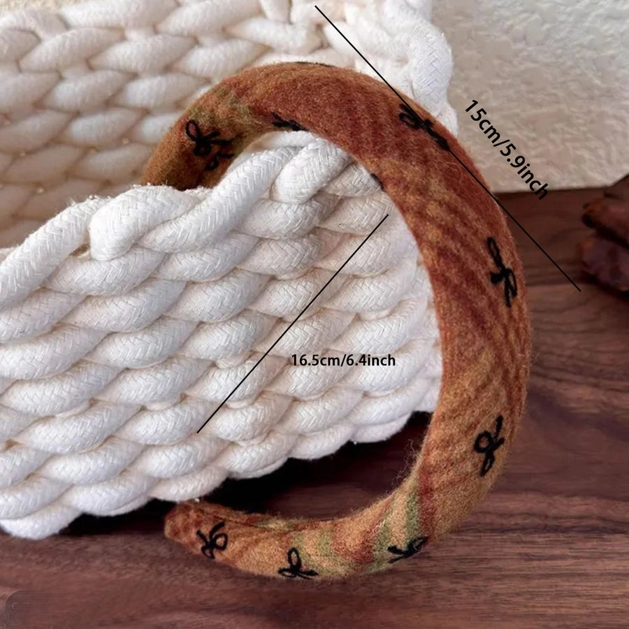 Women's Classical Retro Lattice woolen Fabric Hair Band