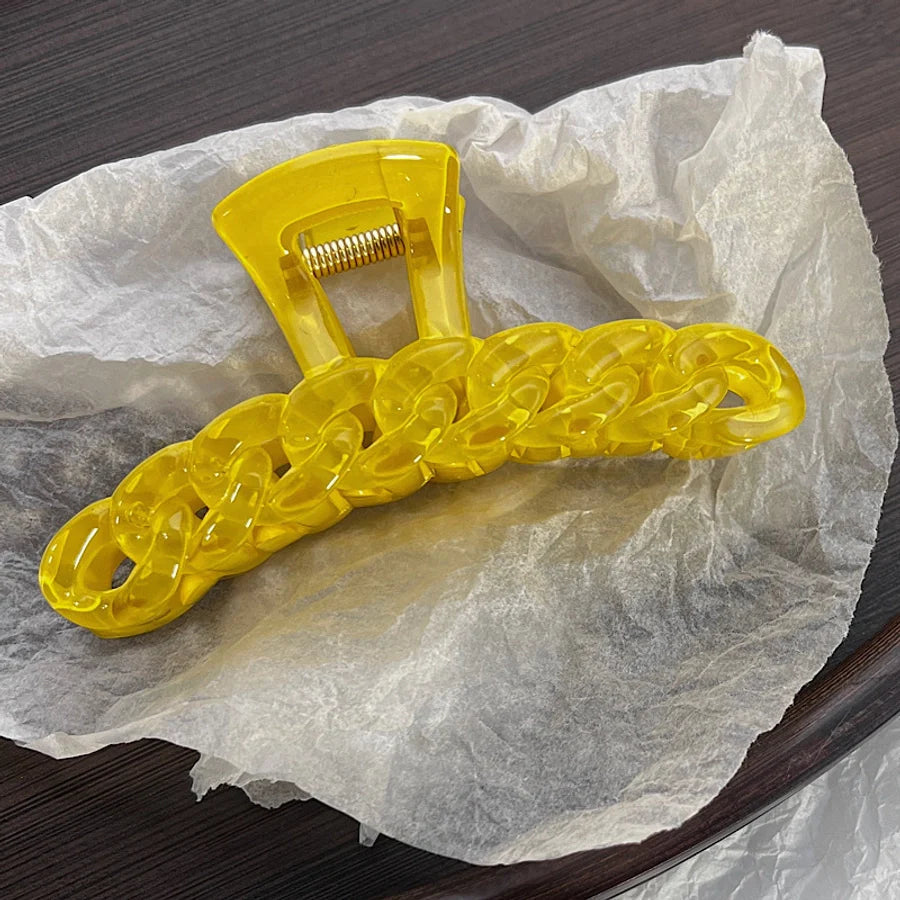 simple large semi-transparent candy color chain hair claw shark clip