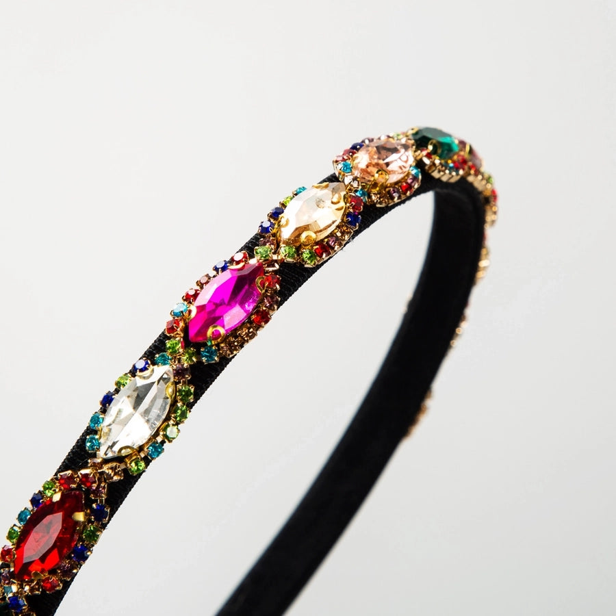 ig style shiny oval cloth inlay rhinestones hair band