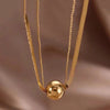 Jewelry Basic Simple Style Classic Style Ball 304 Stainless Steel 18K Gold Plated Plating Double Layer Necklaces