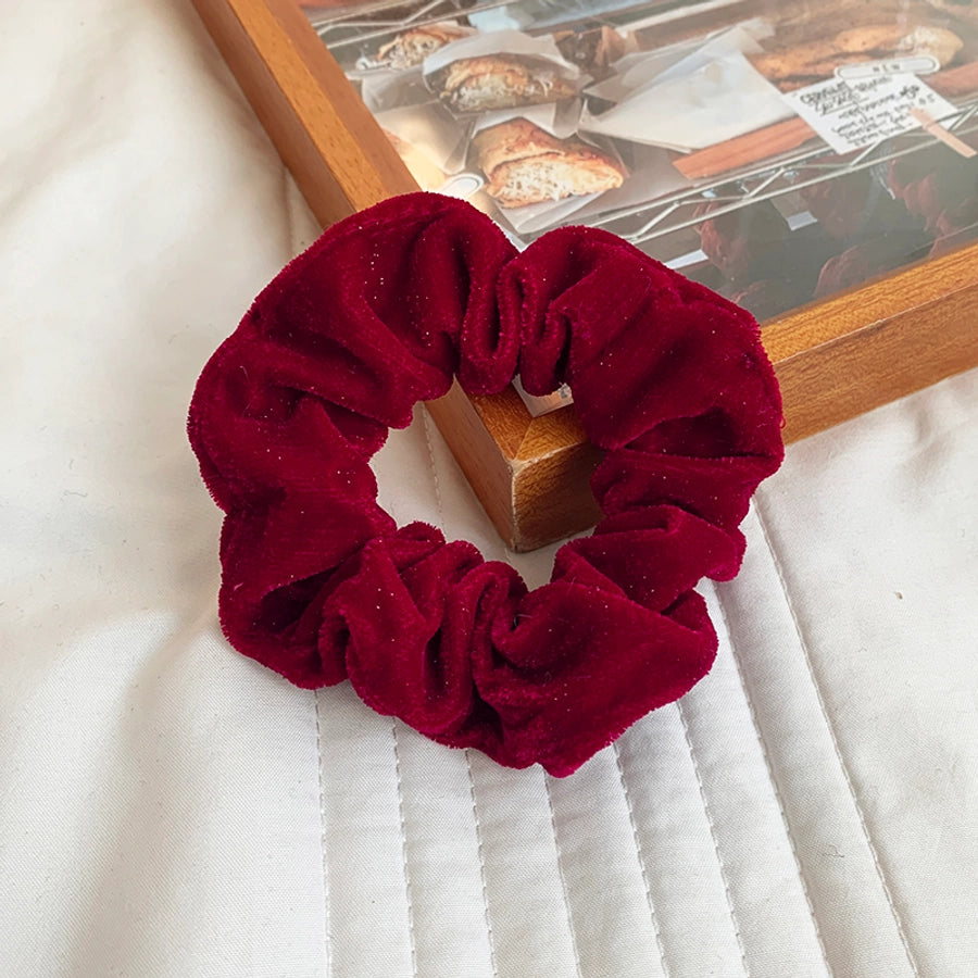 Women's Casual Plaid Solid Color Cloth Fabric Flannel Hair Tie
