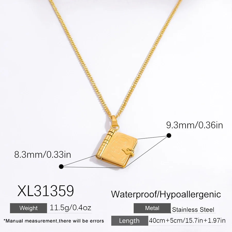 Jewelry Vintage Style Classic Style Book envelope Heart Shape Titanium Steel Plating Pendant Necklace